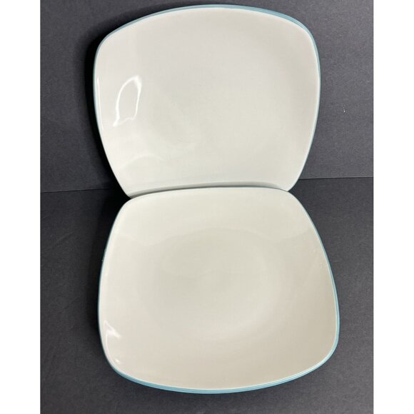 2 Noritake Colorwave Turquoise Salad Plates Square 8 1/2" White Stoneware - Picture 1 of 5